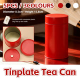 5PCS Tinplate Tea Tins Airtight Storage Container for Coffee Tea Sugar - Front View