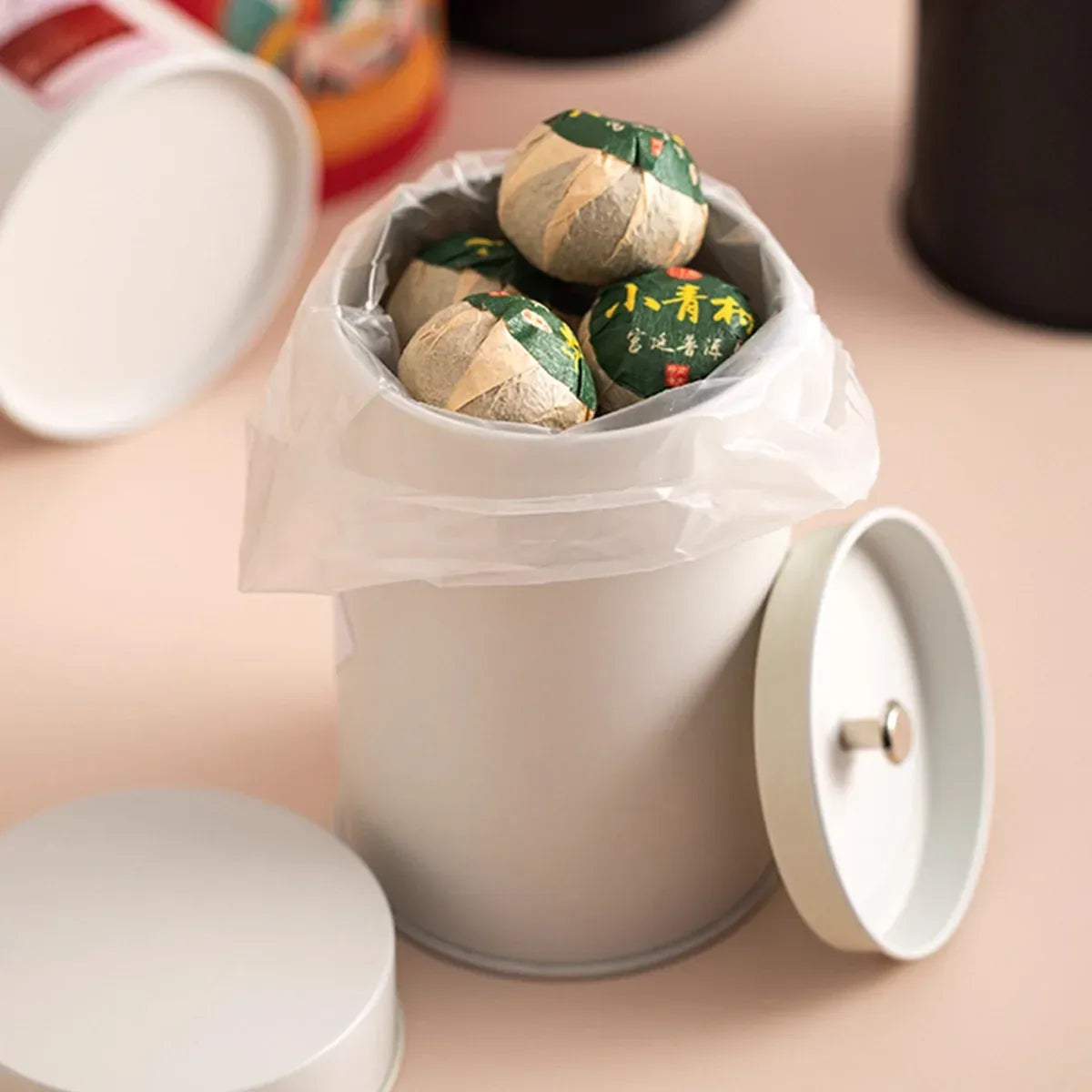 5PCS Tinplate Tea Tins Airtight Storage Container for Coffee Tea Sugar