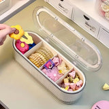 Large Storage Box with Lid Organiser Multi Compartment Organiser Container - Low Angle