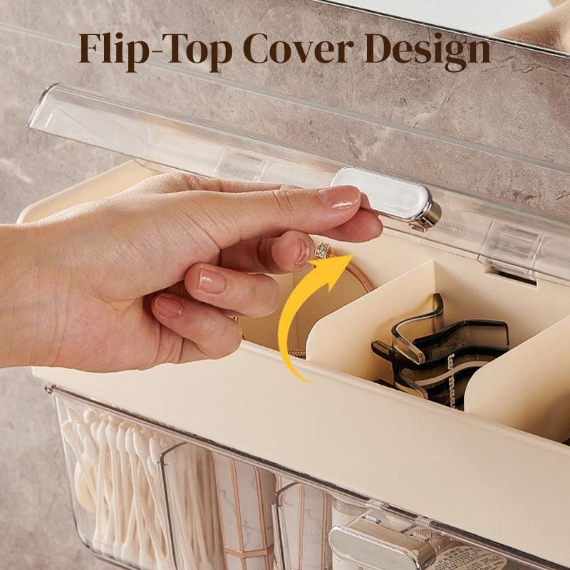 Wall Mounted Bathroom Shelf Cosmetics Storage Box Organiser Space Saving Rack