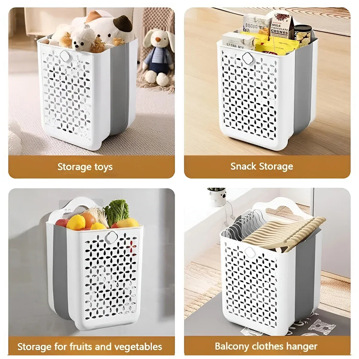 Wall Mounted Foldable Laundry Basket for Bedroom Laundry Room