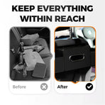 Vehicle Backrest Storage Box Multifunctional Organizer with Tissue and Cup Holders - Black