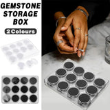 Transparent Round Gemstone Display Box Organizer Case with Lid Storage Packaging - Black - Front View