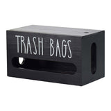 Wooden Plastic Bag Storage Box Hanging Rubbish Bag Organizer Extractable Tissue - Front View