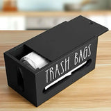 Wooden Plastic Bag Storage Box Hanging Rubbish Bag Organizer Extractable Tissue - Top-Down View