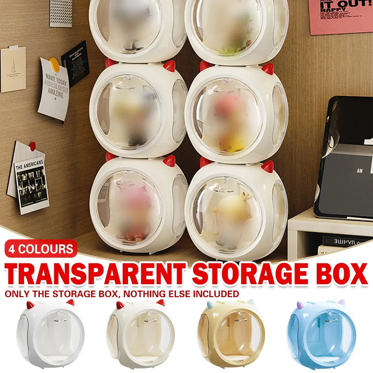 Space Capsule Storage Box Transparent Doll Model Display Organiser