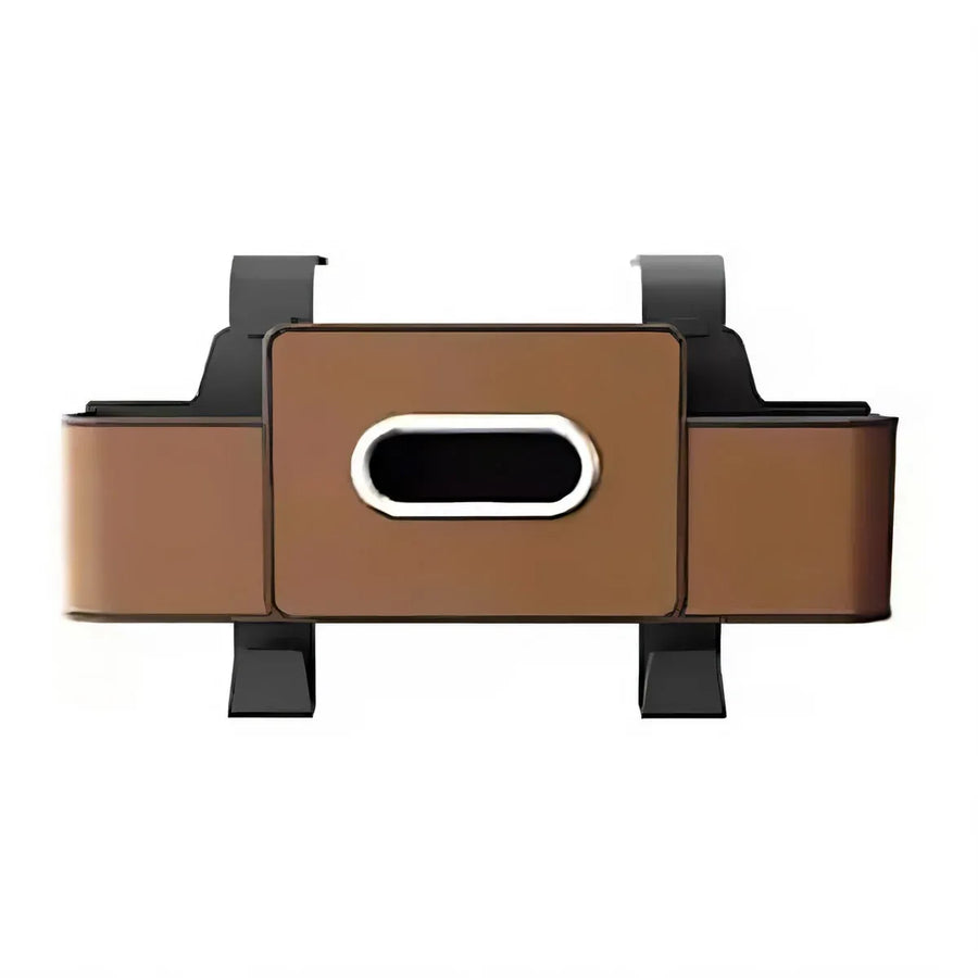 Vehicle Backrest Storage Box Multifunctional Organizer with Tissue and Cup Holders - Brown
