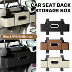 Vehicle Backrest Storage Box Multifunctional Organizer with Tissue and Cup Holders - Brown
