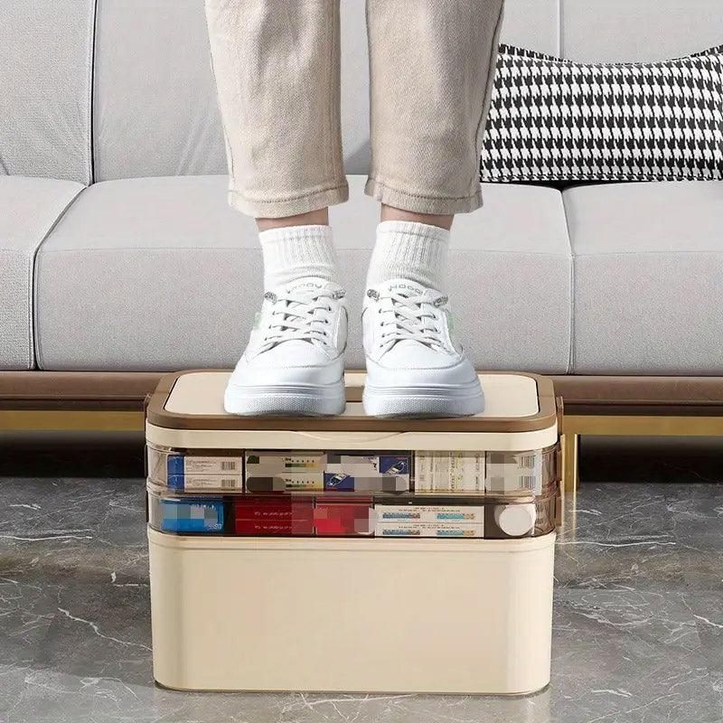 Household Medicine Box 3 Layer Plastic Portable First Aid Storage Organizer Case