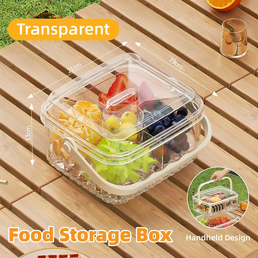 Portable Food Storage Box Large Capacity Lunch Container for Camping Picnic Use