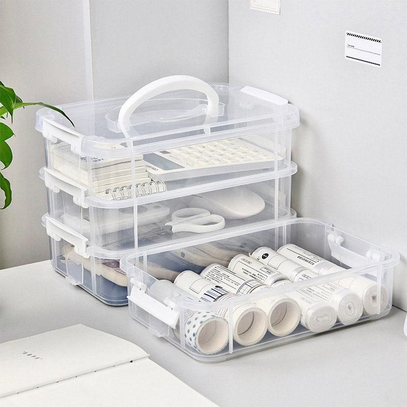 4Layer Storage Organizer Box Multi Compartment Storage Container for Home Office - Green