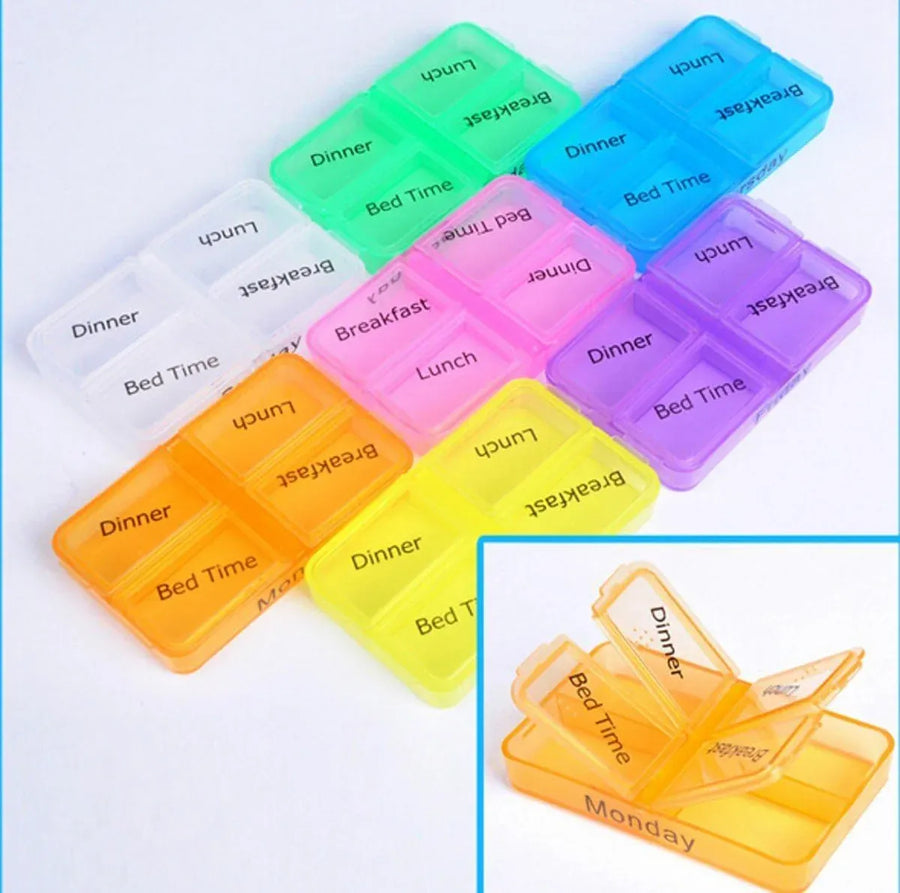 1-Piece Weekly Pill Organiser with Removable Daily Trays