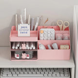 Cartoon Drawer Type Cosmetic Jewelry Storage Box Desktop Student Stationery Box - Pink - Extra Image
