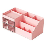 Cartoon Drawer Type Cosmetic Jewelry Storage Box Desktop Student Stationery Box - Pink - Rear View
