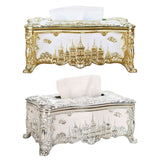 Small Napkin Tissue Box Creative Plastic Desktop Paper Holder Compact Design - Silver - Front View