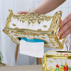 Small Napkin Tissue Box Creative Plastic Desktop Paper Holder Compact Design - Silver
