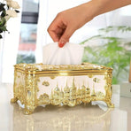 Small Napkin Tissue Box Creative Plastic Desktop Paper Holder Compact Design - Silver