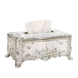 Small Napkin Tissue Box Creative Plastic Desktop Paper Holder Compact Design - Silver - Rear View