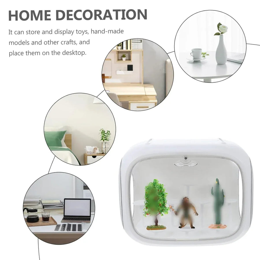 Doll Storage Box Display Rack Space Capsule For Doll Collection Organization - Porcelain White
