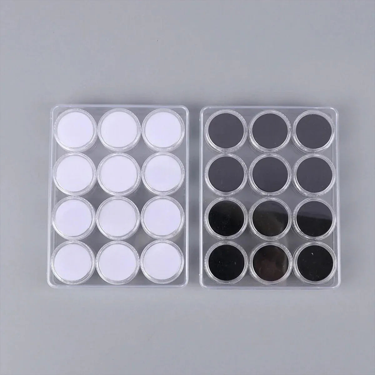 Transparent Round Gemstone Display Box Organizer Case with Lid Storage Packaging - White