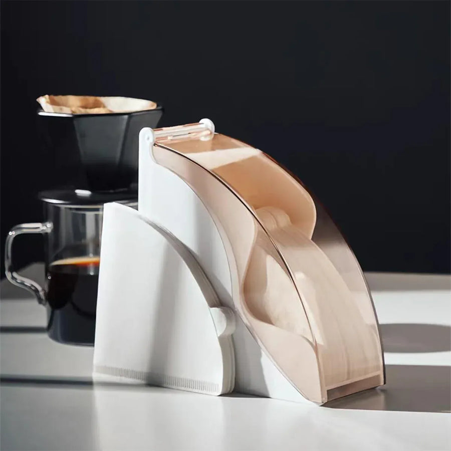 Fan Shaped Coffee Filter Storage Dustproof Box Easy To Access For Cafe Kitchen - White