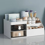 Cartoon Drawer Type Cosmetic Jewelry Storage Box Desktop Student Stationery Box - White