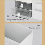 Cartoon Drawer Type Cosmetic Jewelry Storage Box Desktop Student Stationery Box - White