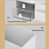 Cartoon Drawer Type Cosmetic Jewelry Storage Box Desktop Student Stationery Box - White - Rear View
