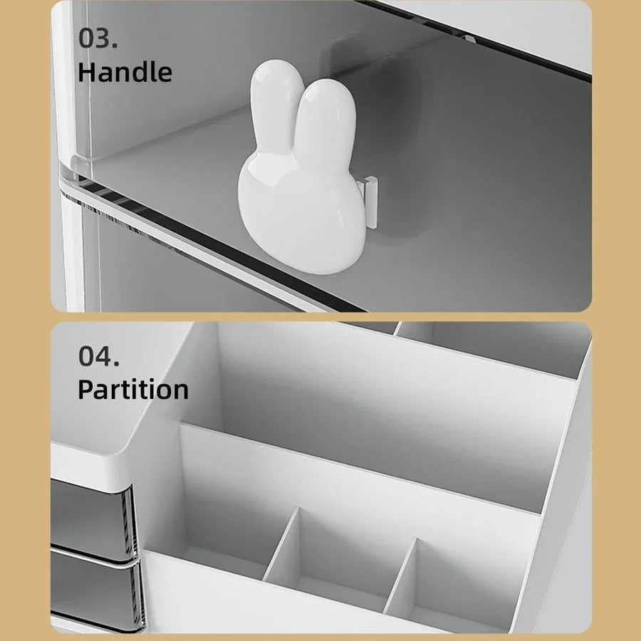 Cartoon Drawer Type Cosmetic Jewelry Storage Box Desktop Student Stationery Box - White