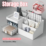 Cartoon Drawer Type Cosmetic Jewelry Storage Box Desktop Student Stationery Box - White - Extra Image