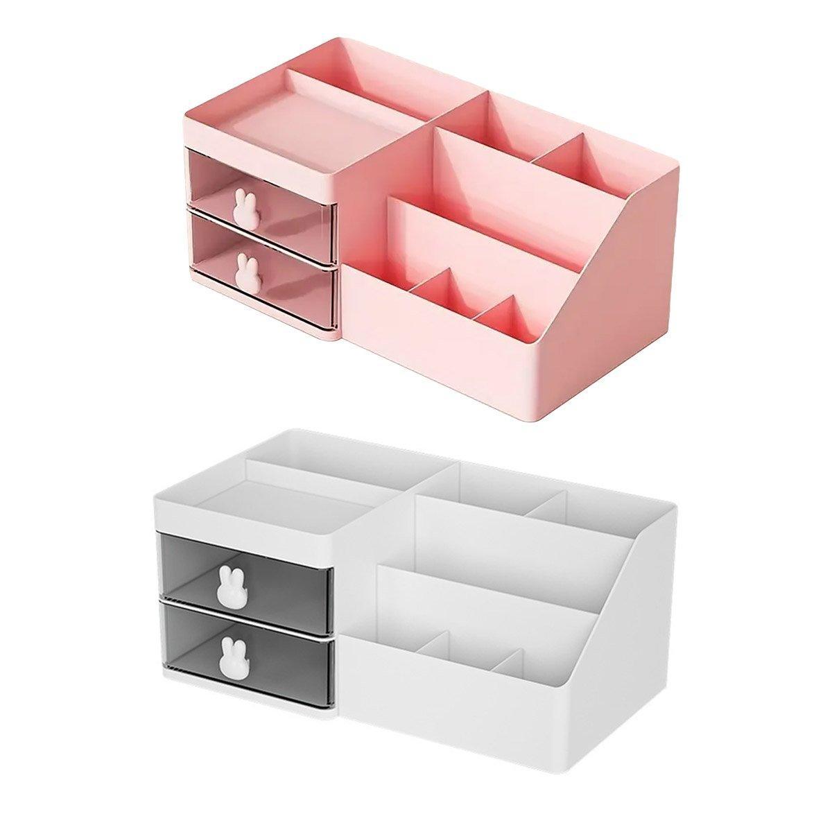Cartoon Drawer Type Cosmetic Jewelry Storage Box Desktop Student Stationery Box - White