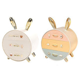 Large Multi-functional Makeup Storage Organizer Rabbit Decor Drawer Cosmetic Box - White - Front View