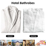 Cotton Kimono Collar Bathrobe Hotel Quality Thick Fleece Towel Embroidered Robe - Velvet