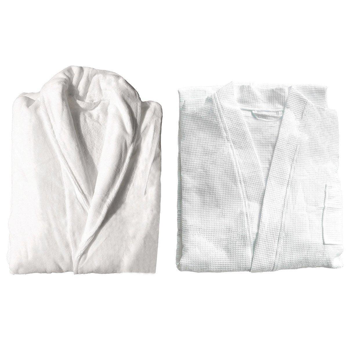 Cotton Kimono Collar Bathrobe Hotel Quality Thick Fleece Towel Embroidered Robe - Velvet