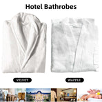 Cotton Kimono Collar Bathrobe Hotel Quality Thick Fleece Towel Embroidered Robe - Waffle