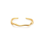 1-Piece Gold-Tone Wavy Open Cuff Bracelet