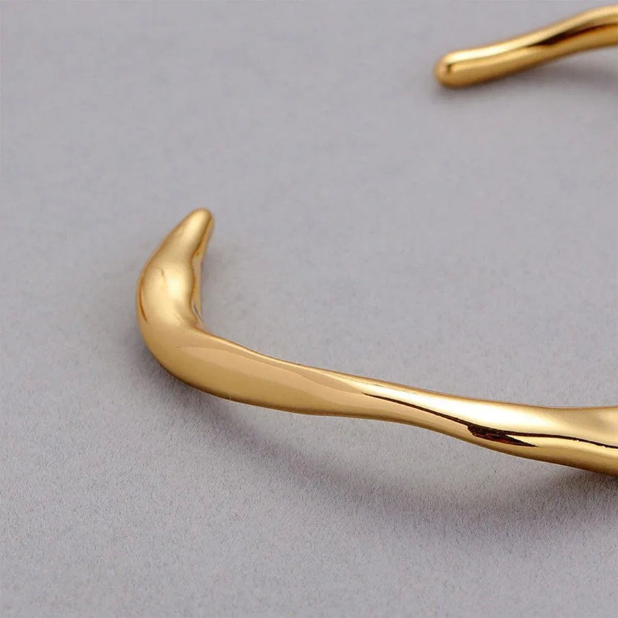 1-Piece Gold-Tone Wavy Open Cuff Bracelet