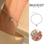 1-Piece Silver-Coloured Heart Charm Bracelet