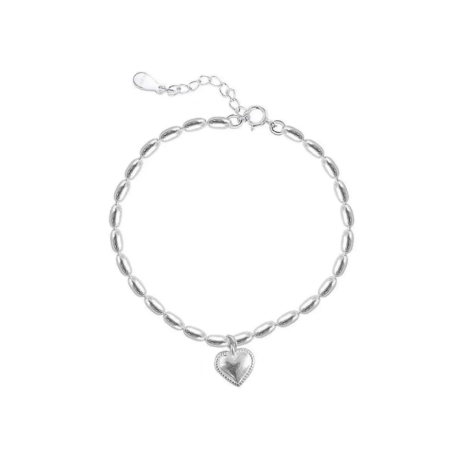 1-Piece Silver-Coloured Heart Charm Bracelet