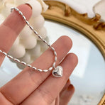 1-Piece Silver-Coloured Heart Charm Bracelet