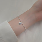 1-Piece Silver-Coloured Heart Charm Bracelet