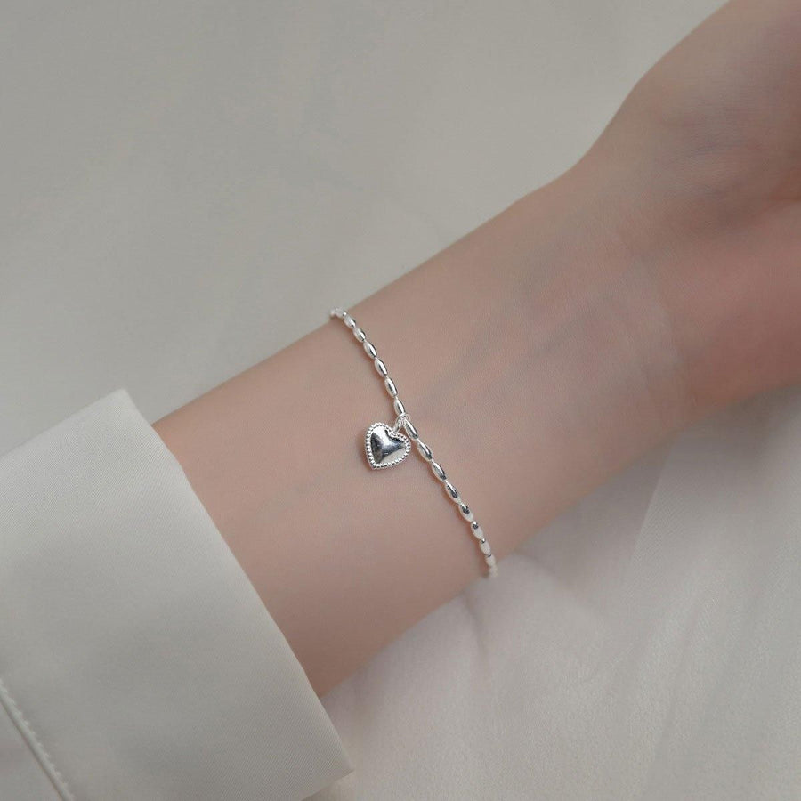 1-Piece Silver-Coloured Heart Charm Bracelet