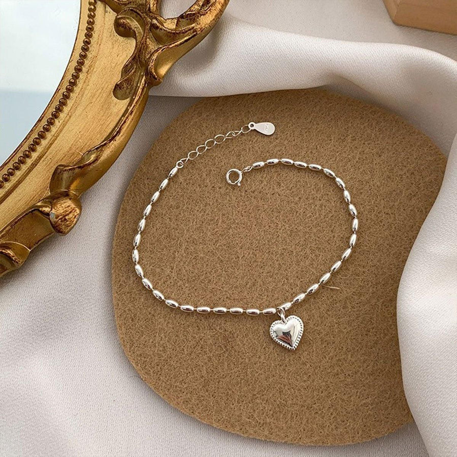 1-Piece Silver-Coloured Heart Charm Bracelet