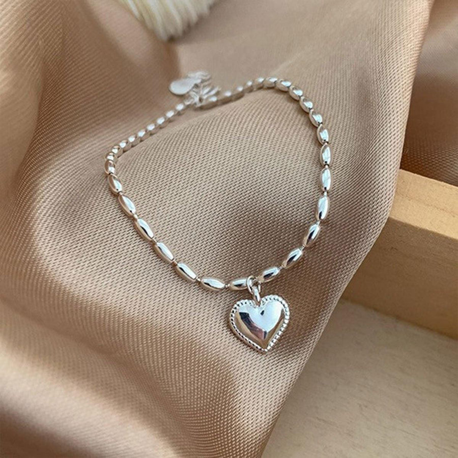 1-Piece Silver-Coloured Heart Charm Bracelet