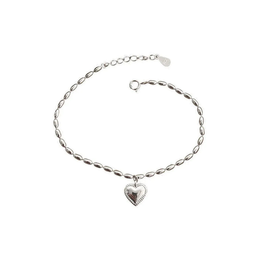 1-Piece Silver-Coloured Heart Charm Bracelet