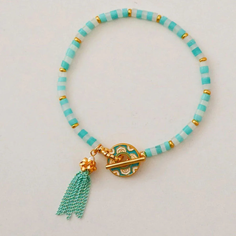New Chinese Fashion Blue Beaded Bracelet Fringe Simple Elegant Jewelry