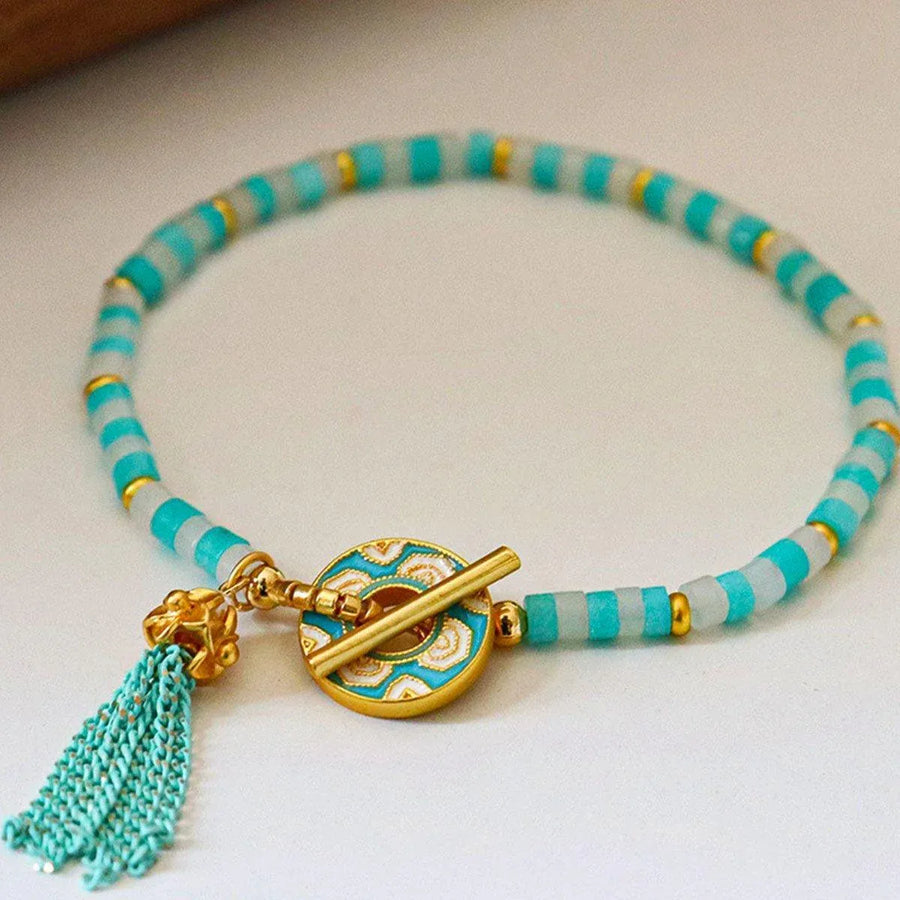 New Chinese Fashion Blue Beaded Bracelet Fringe Simple Elegant Jewelry