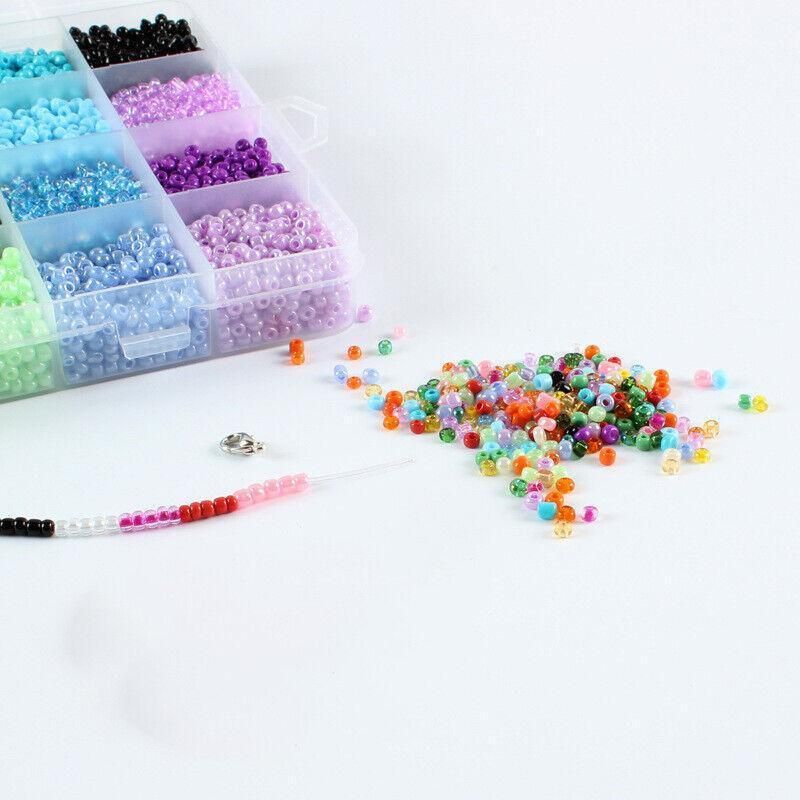 12000Pcs 3mm 24-Colour Glass Seed Bracelet Beads Kit