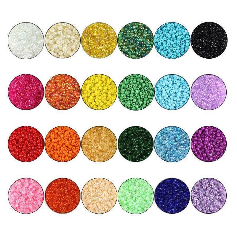 12000Pcs 3mm 24-Colour Glass Seed Bracelet Beads Kit