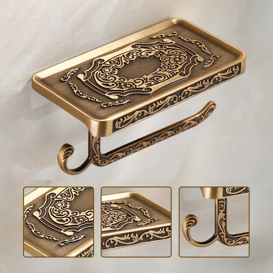Aluminum Wall Mounted Bathroom Toilet Paper Holder Rack Phone Towel Tissue Roll